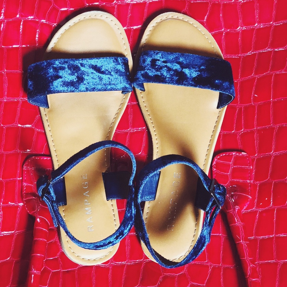 RAMPAGE ankle strap sandals - navy velvet